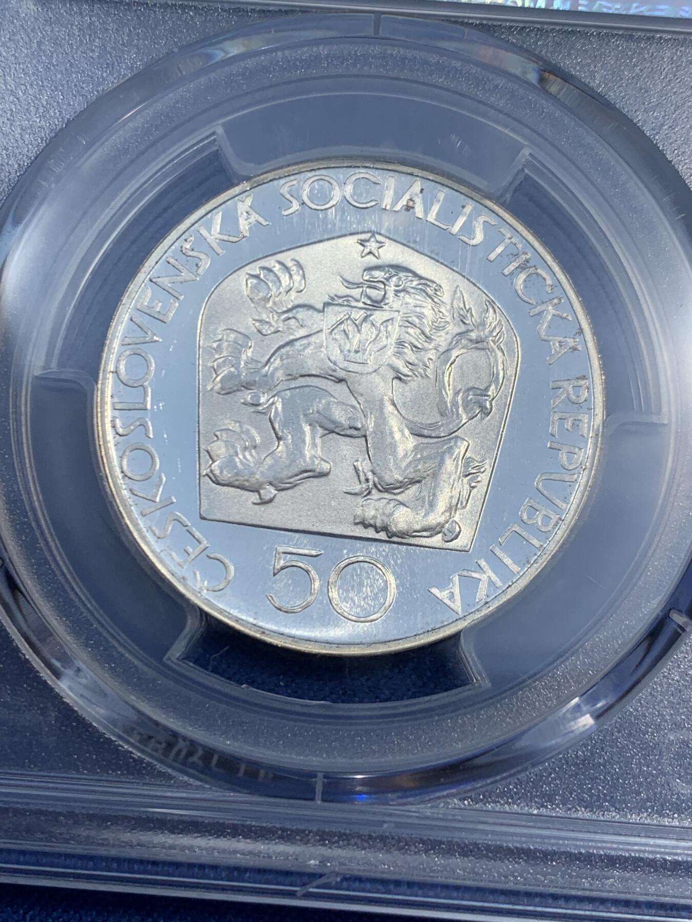 《竞宝斋》第474场 周日，周一 2场连拍 （全场包邮）欢迎送拍 PCGS PR67DCAM 捷克斯洛伐克 1973年  约瑟夫·荣格曼诞辰200周年 50克朗银币 5000枚的发行量