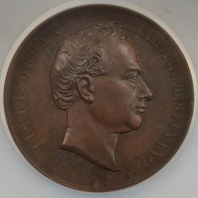 掌中浮雕-藏着的欧洲第056场 - NGC MS61 : 1860年比利时财政部长Frère-Orban纪念章，55mm