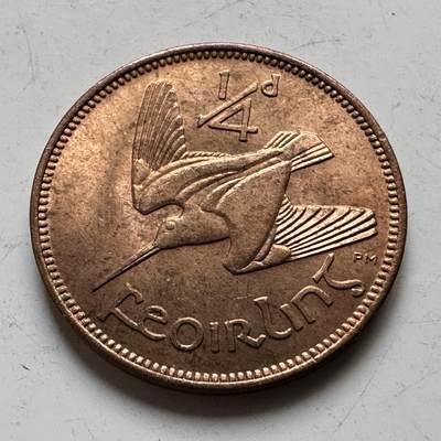 🌹外币初藏🌹🐯2026年第34场   每周二四六晚8️⃣点 接代拍 - 爱尔兰 1953年 1/4便士 鹬鸟