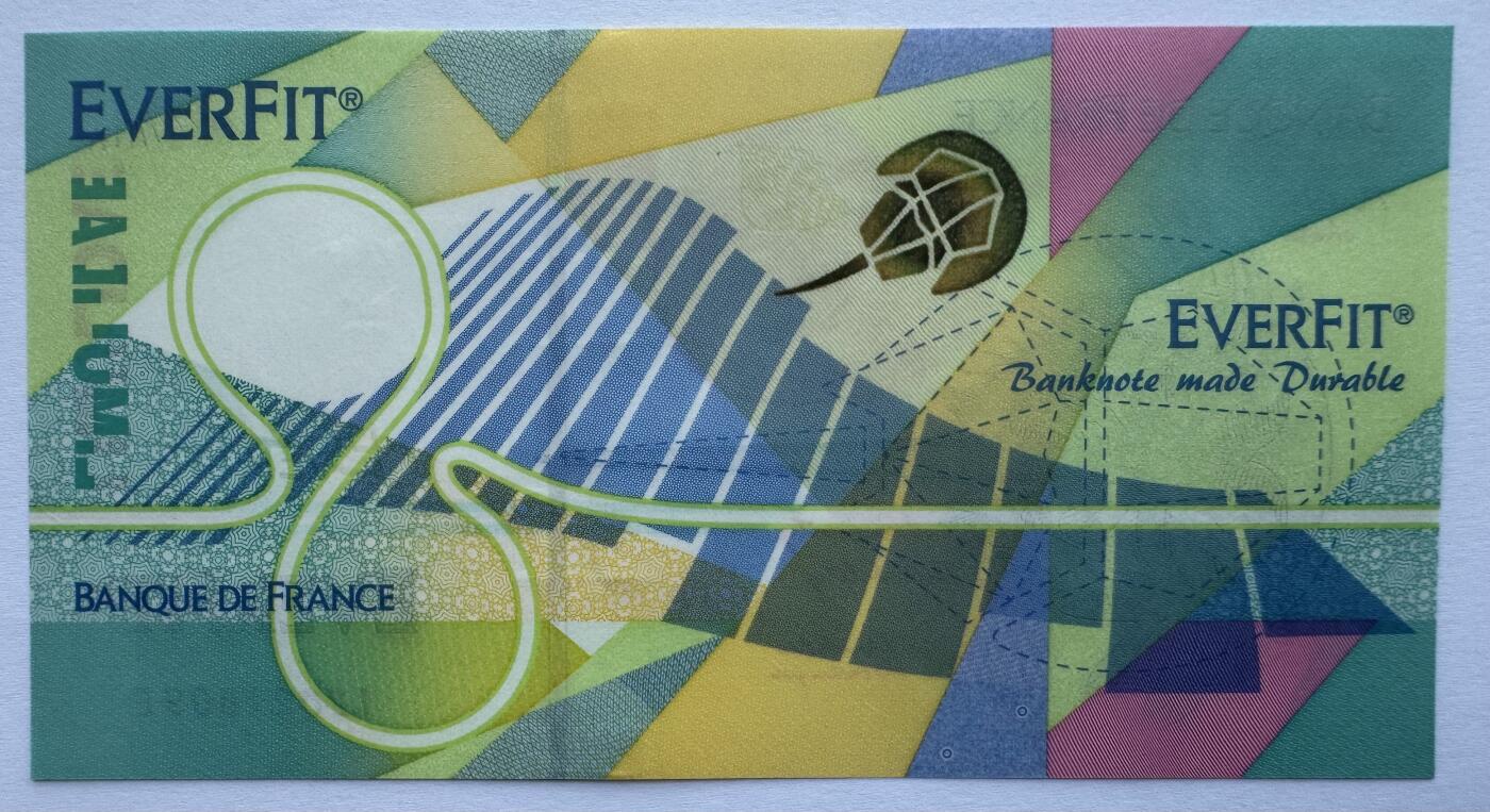 2026第5场（总第232期）：精品测试钞、外钞综合场 法国BdF “ 鲎” EVERFIT®三层复合基材测试钞UNC（半开式细安全线版）