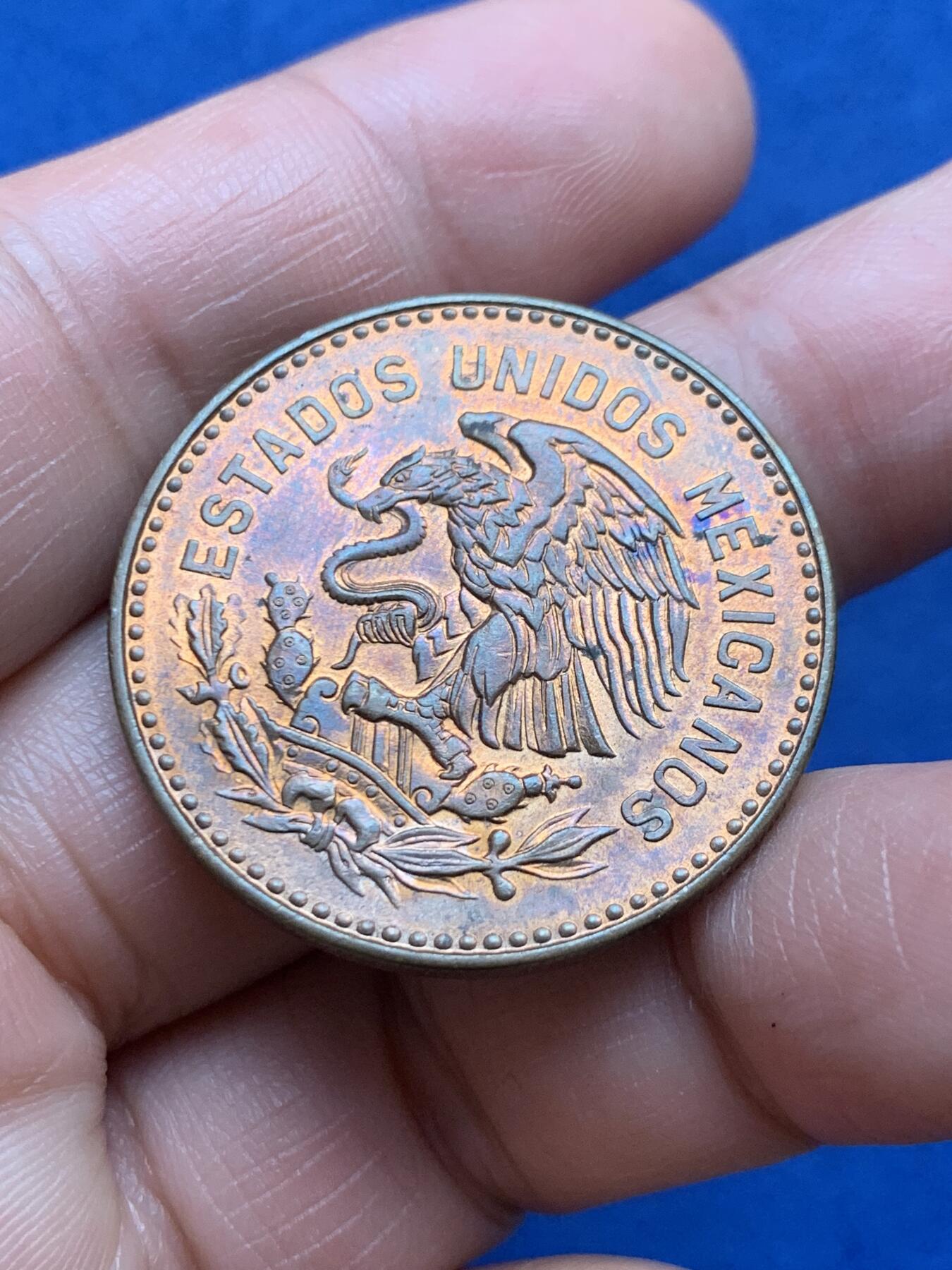 《竞宝斋》第474场 周日，周一 2场连拍 （全场包邮）欢迎送拍 墨西哥1959Mo大酋长50分铜币