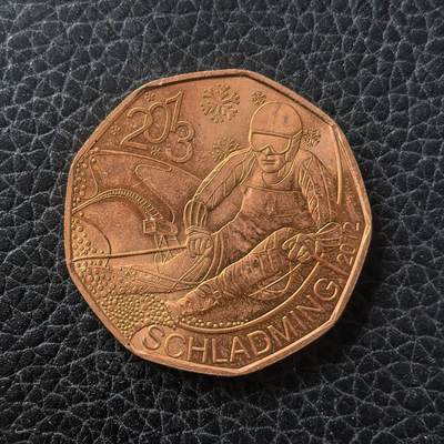 道一币馆币章第一百七十一场 - 奥地利2013年第四届慈善滑雪比赛5欧元纪念铜币