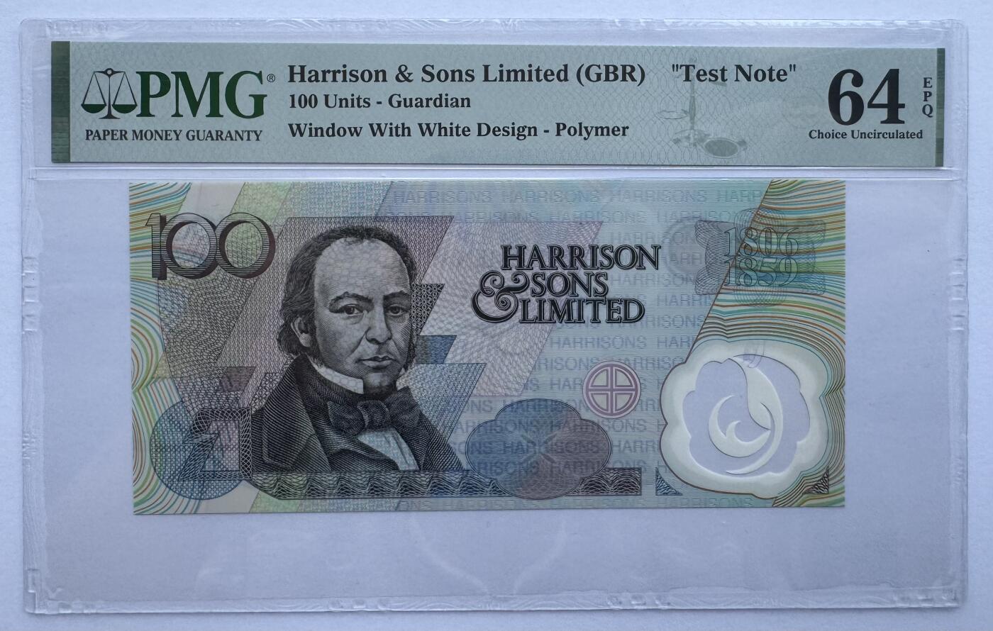 2026第5场（总第232期）：精品测试钞、外钞综合场 哈里森父子印钞公司 早期塑料测试钞/窗口白色花纹版（PMG64）