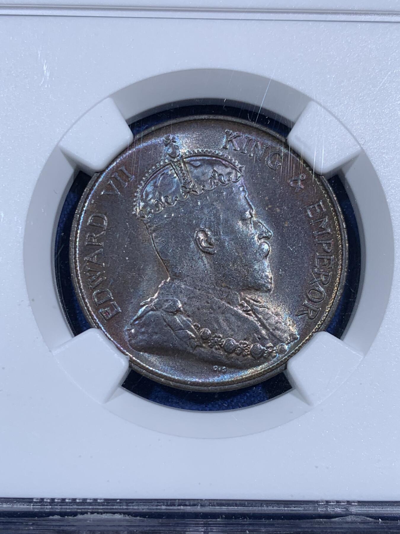 《竞宝斋》第474场 周日，周一 2场连拍 （全场包邮）欢迎送拍 NGC MS63BN 香港1904H爱德华七世一仙铜币，流通充分的品种。状态非常好的一颗，底板纵享丝滑，巧克力质感。爱七的香港币高分不多，英系+国币双重属性，潜力十足