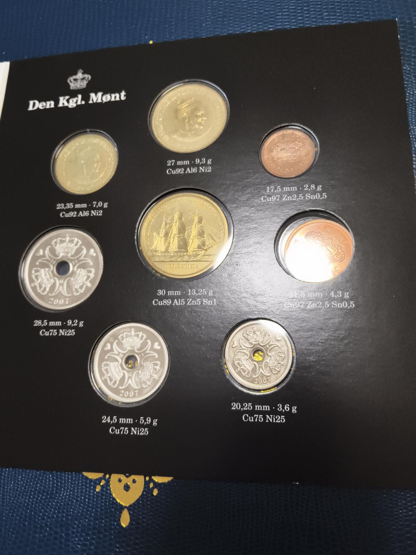 长老汇马年精选第十二场拍卖 2007丹麦官方硬币7枚套卡装，含1枚金属章