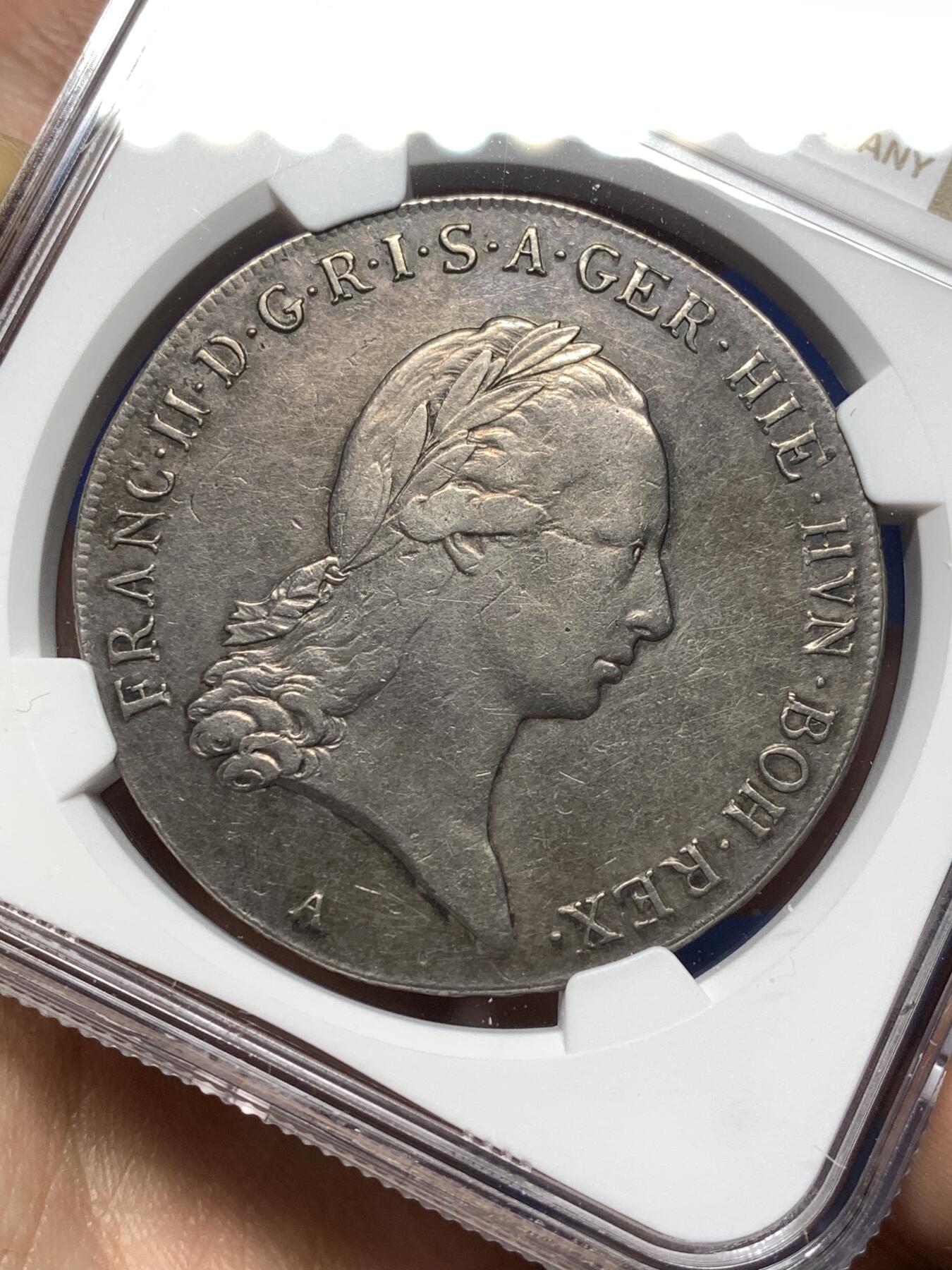 《竞宝斋》第474场 周日，周一 2场连拍 （全场包邮）欢迎送拍 NGC XFD 奥属尼德兰1796年弗朗茨二世1KT大银币