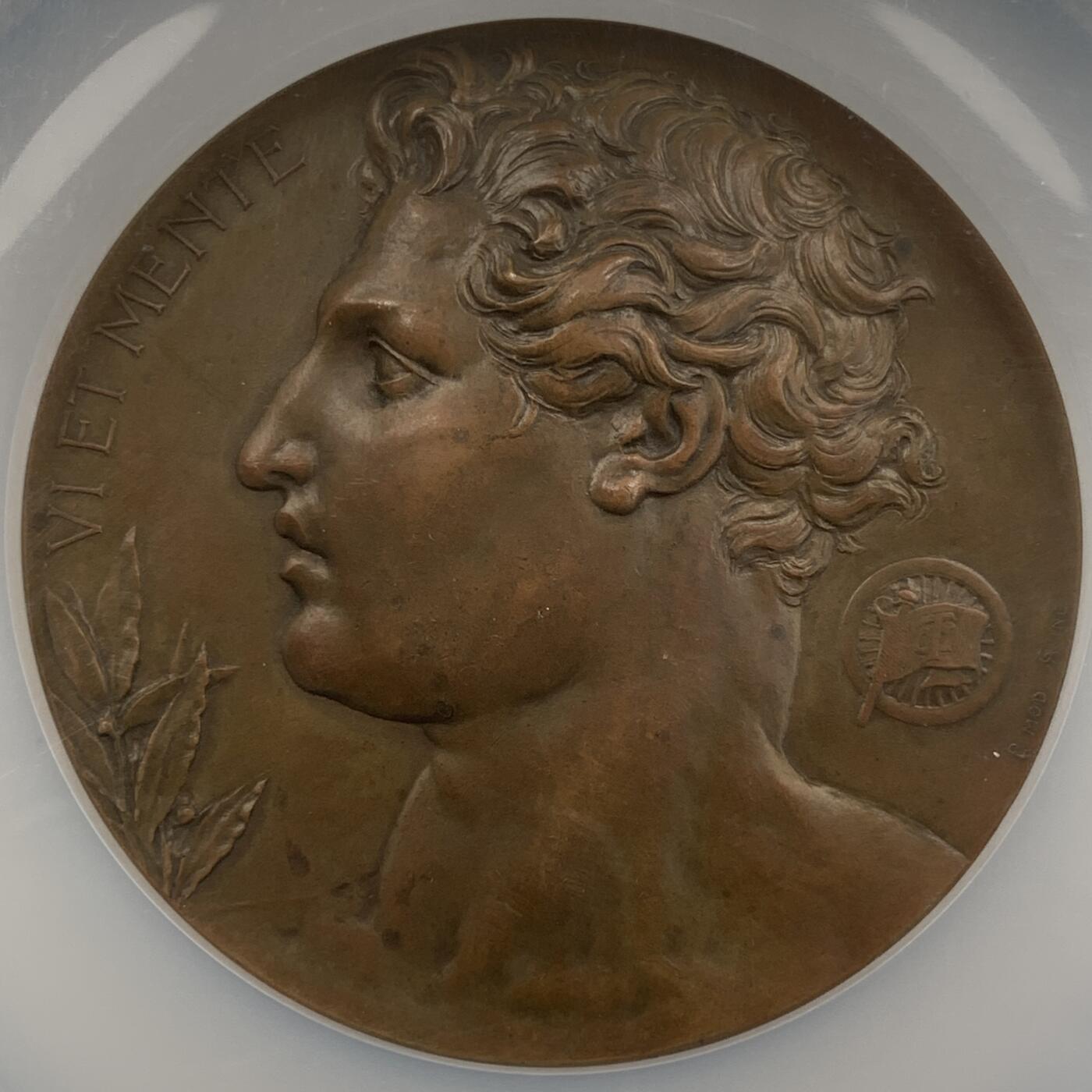 掌中浮雕-藏着的欧洲第056场 NGC MS62 : 1911年意大利旅行俱乐部纪念大铜章  ,69mm