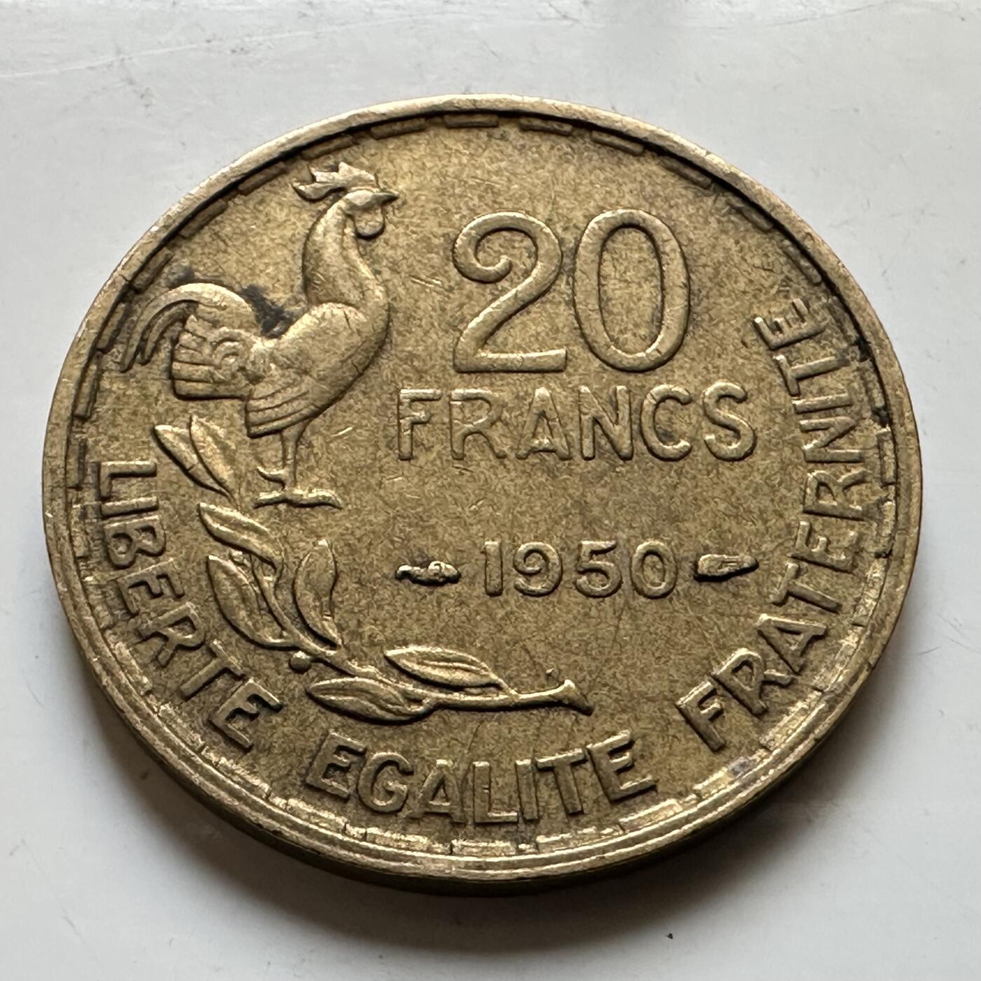 🌹外币初藏🌹🐯2026年第34场   每周二四六晚8️⃣点 接代拍 法国1950年20法郎