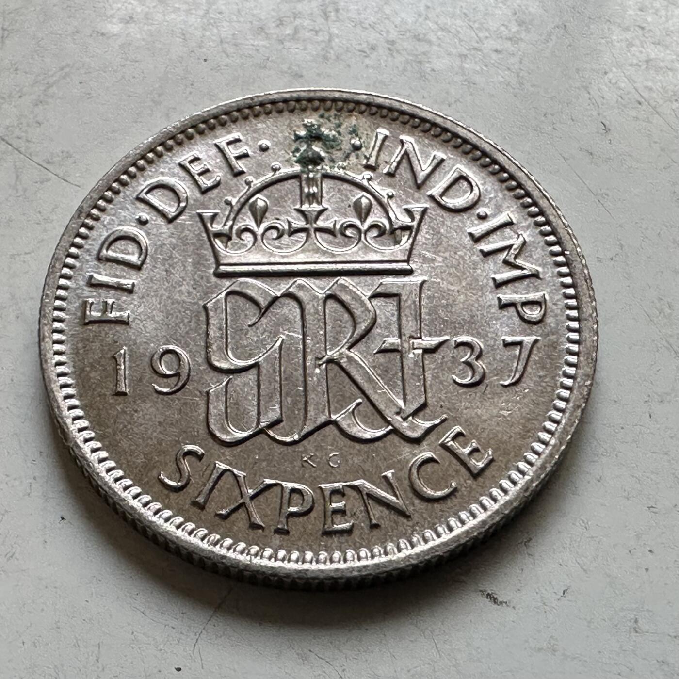 🌹外币初藏🌹🐯2026年第34场   每周二四六晚8️⃣点 接代拍 英国1937年乔治六世 6便士银币 2.83g 19.4mm 50%银