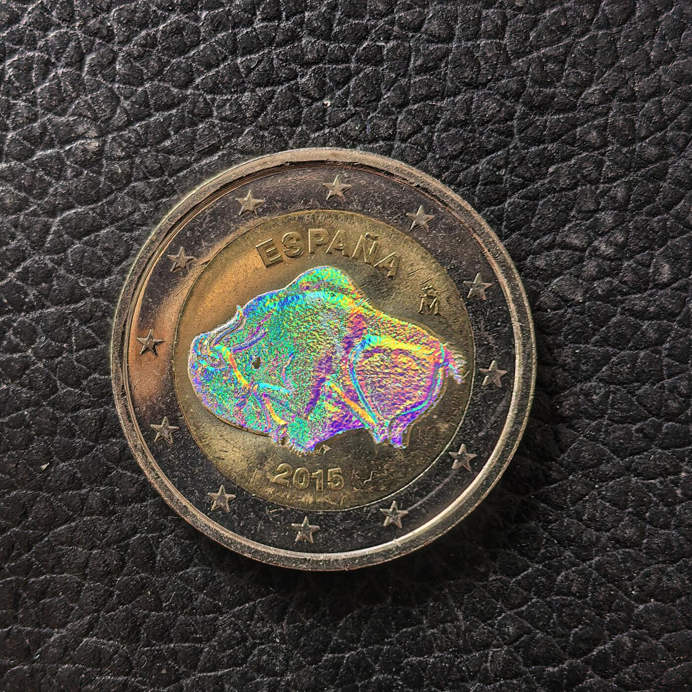 道一币馆币章第一百七十一场 西班牙2015年联合国教科文组织世界遗产-阿尔塔米拉洞穴2欧元纪念币 特殊幻彩镀层