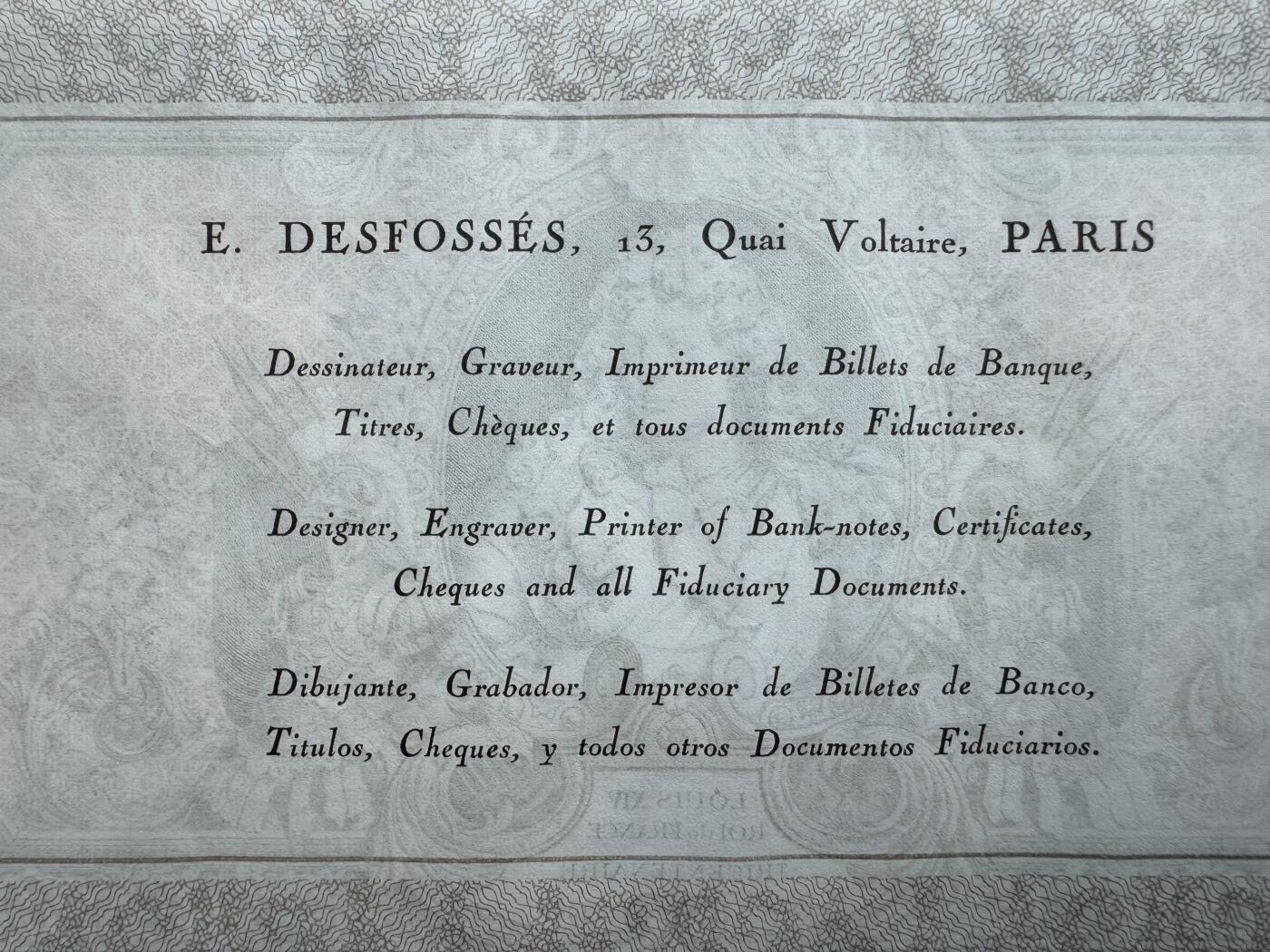 2026第5场（总第232期）：精品测试钞、外钞综合场 法国DES 1938年版“路易十四”广告宣传测试钞原版大尺寸含人像水印（右边不平整）