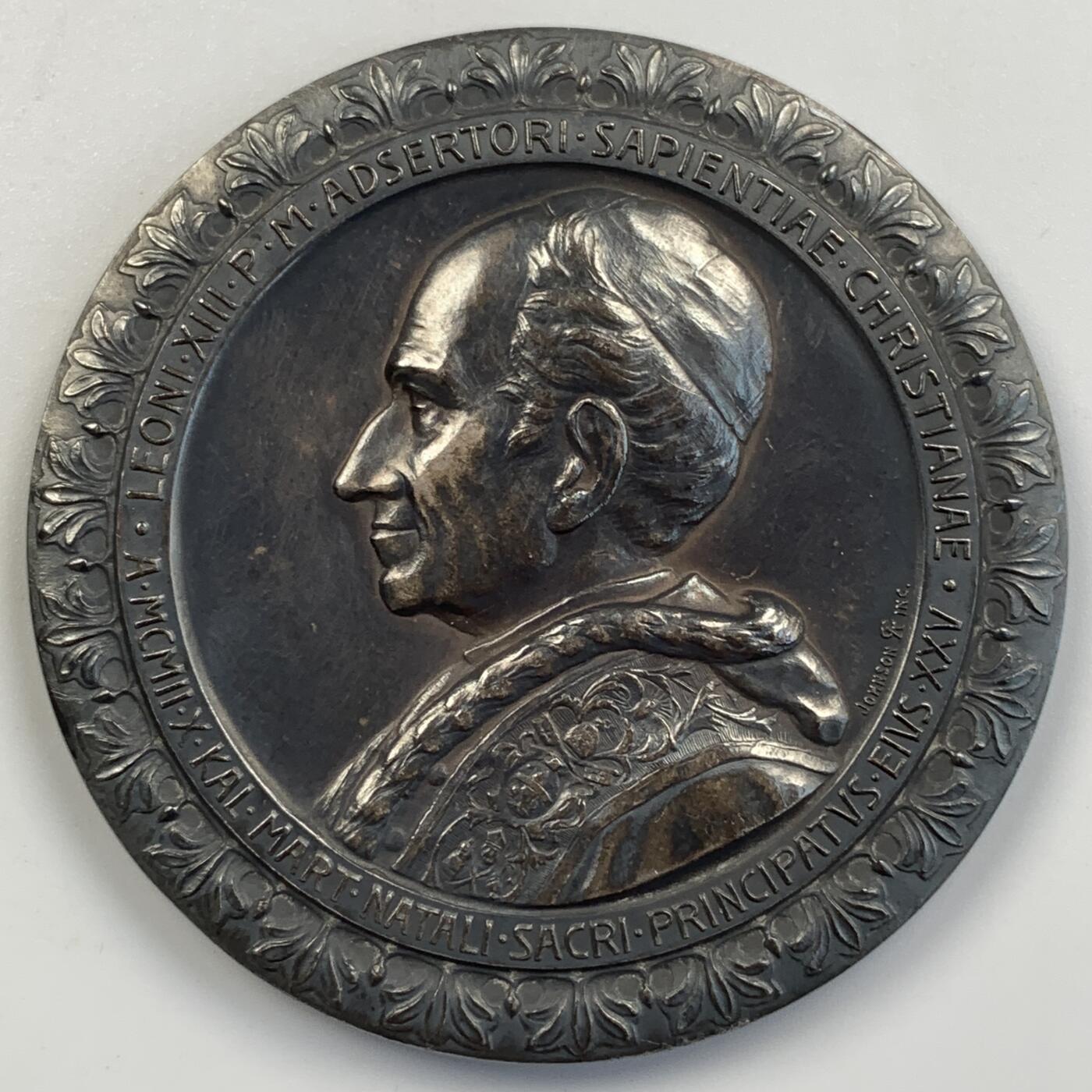 掌中浮雕-藏着的欧洲第056场 1902年教皇利奥十三世银章，A.cappuccio雕刻，52.5mm，74.1g，原盒