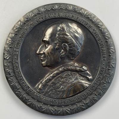 掌中浮雕-藏着的欧洲第056场 - 1902年教皇利奥十三世银章，A.cappuccio雕刻，52.5mm，74.1g，原盒