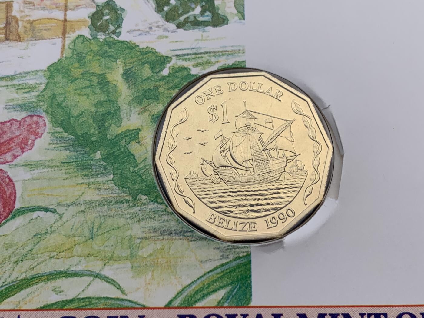 《竞宝斋》第474场 周日，周一 2场连拍 （全场包邮）欢迎送拍 伯利兹1990年帆船1元邮币封 皇家造币厂官方首日封