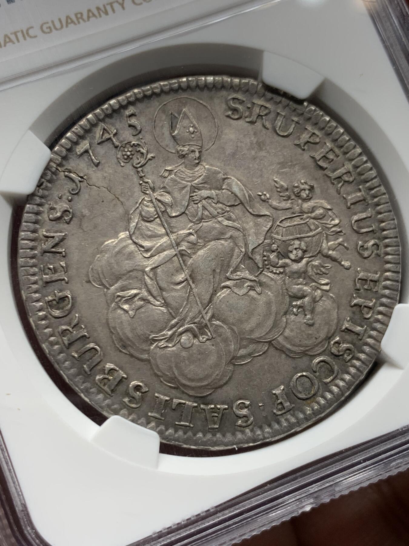 《竞宝斋》第474场 周日，周一 2场连拍 （全场包邮）欢迎送拍 冠军分 NGC MS62 萨尔茨堡大主教区 1745年 泰勒大银币 独年发行 2023HA 同城成交3.1W 主教区泰勒不可或缺的品种