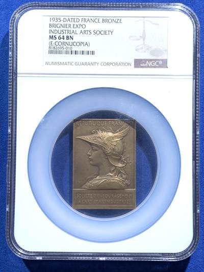 《竞宝斋》第474场 周日，周一 2场连拍 （全场包邮）欢迎送拍 - NGC MS64BN 法国玛丽安娜 / 共和主题铜章，Roty大师经典名作，法国艺术章牌标杆，颜值价值双高。加大加厚盒