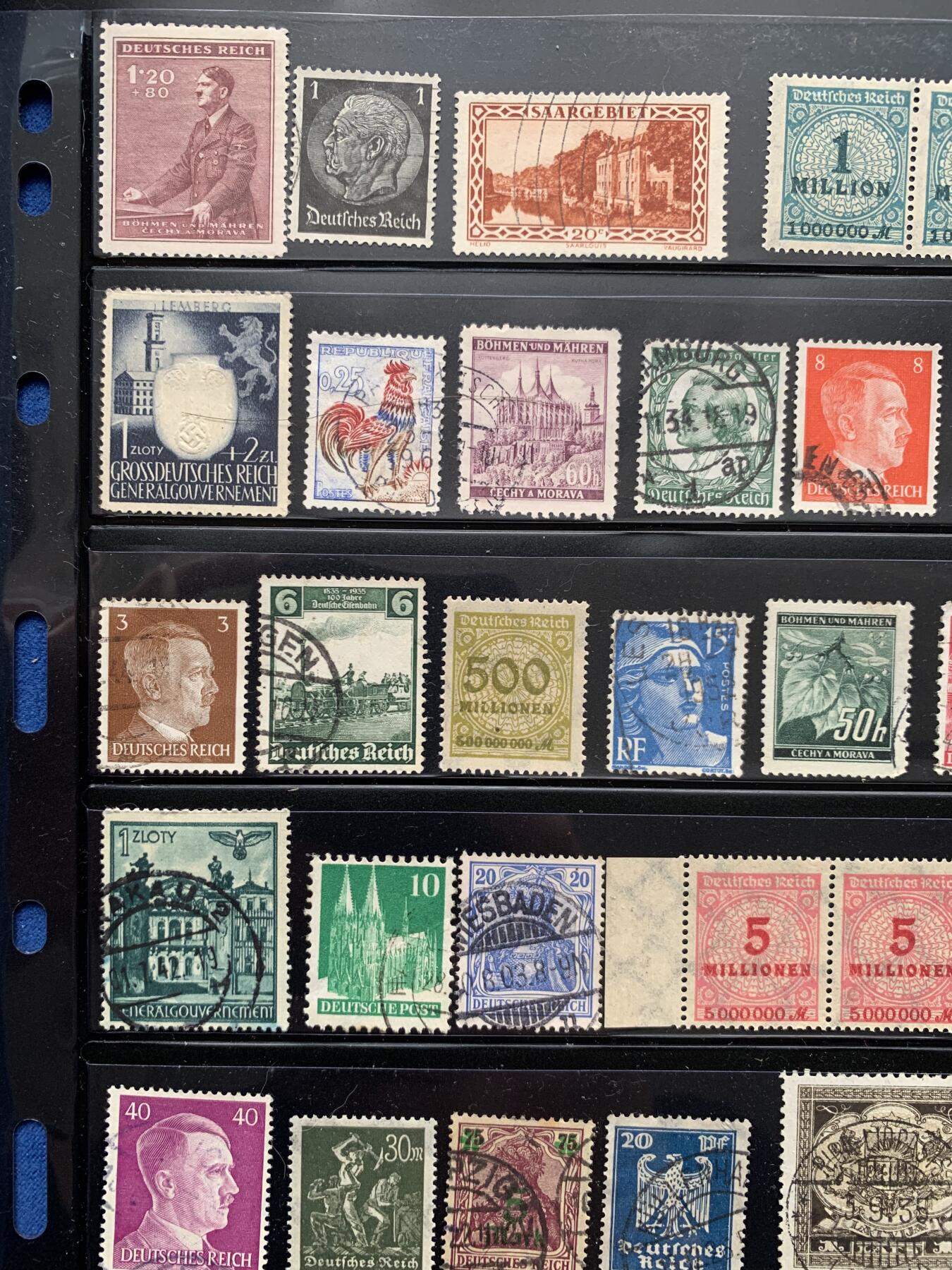 《竞宝斋》第474场 周日，周一 2场连拍 （全场包邮）欢迎送拍 二战时期邮票一页 细节见图