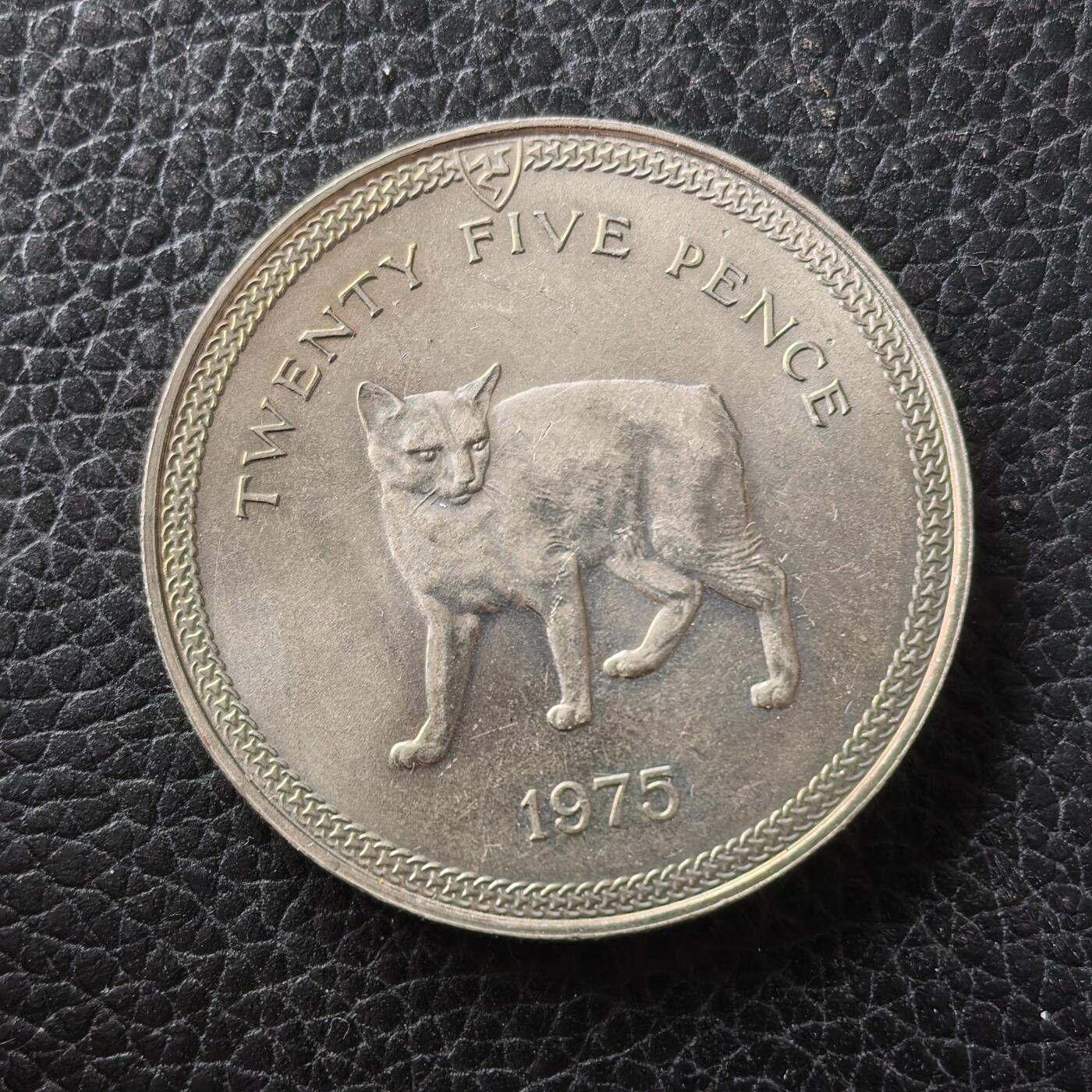 道一币馆币章第一百七十一场 泽西岛1975年无尾猫25便士克朗型纪念币  28.28g