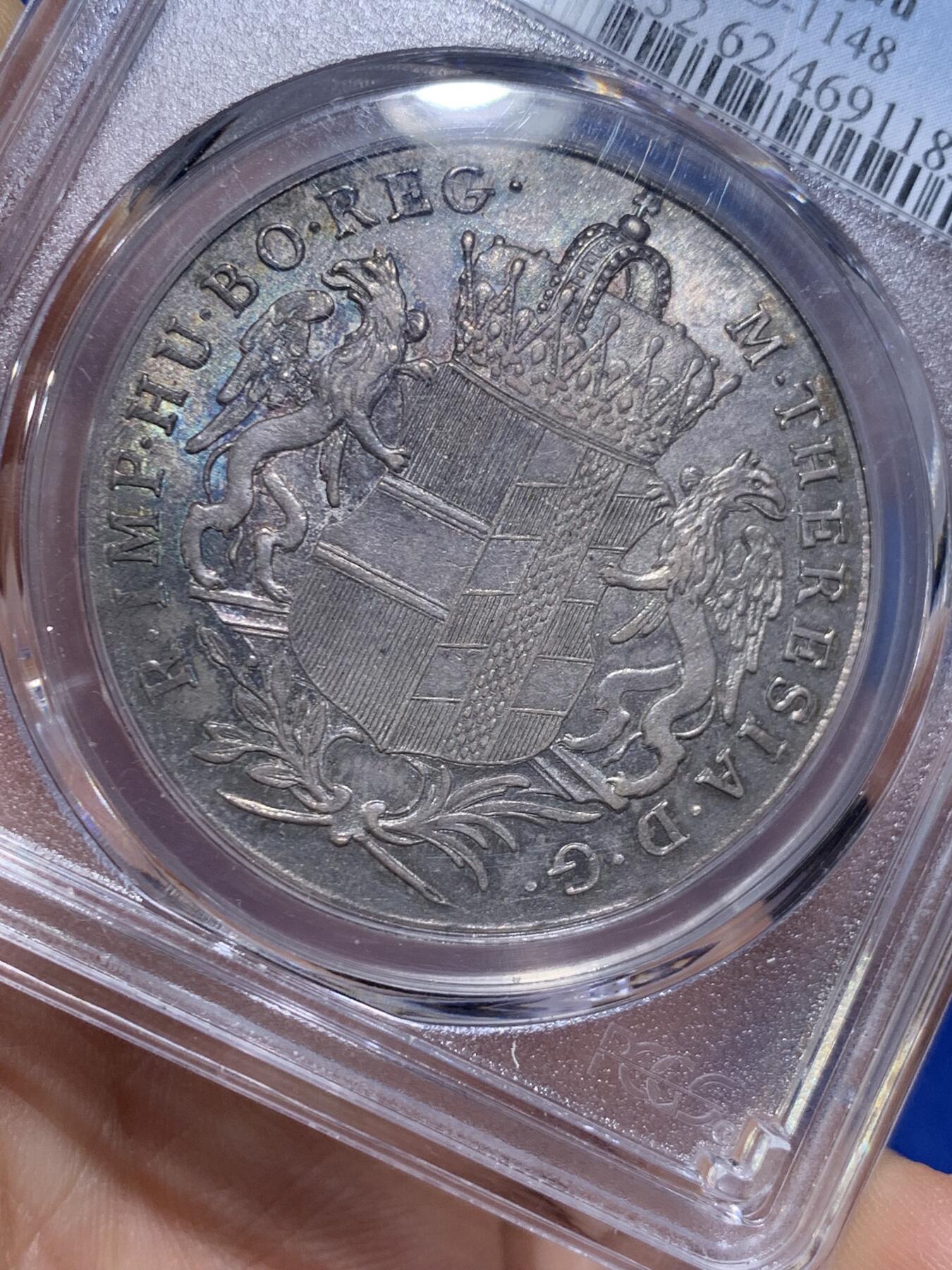 《竞宝斋》第474场 周日，周一 2场连拍 （全场包邮）欢迎送拍 PCGS MS62 奥地利1766年哈布斯堡王朝1泰勒大银币 双面全深打 底板光度好 包浆也漂亮