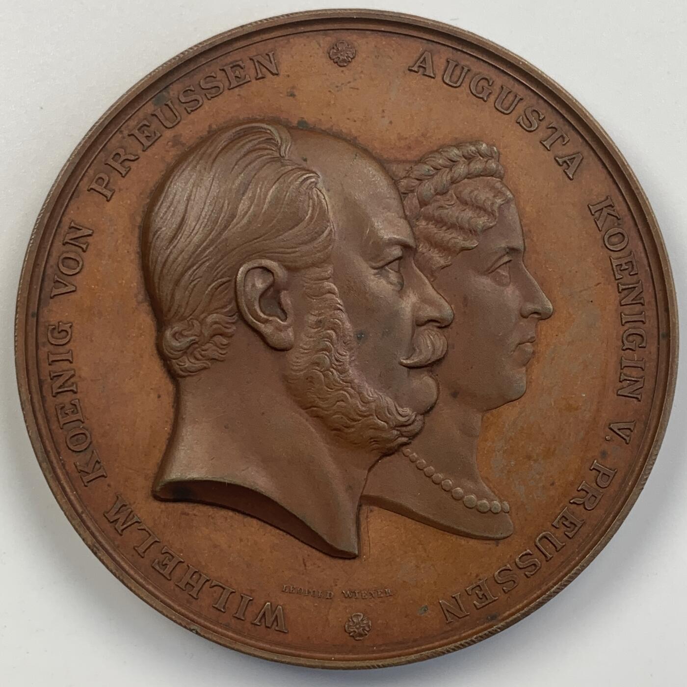 掌中浮雕-藏着的欧洲第056场  1870年德国杜塞尔多夫莱茵河铁路桥铜章，L.wiener雕刻，70.5mm