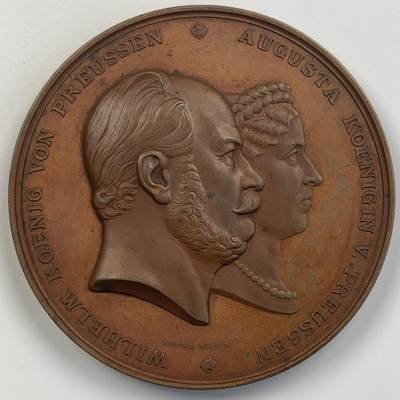 掌中浮雕-藏着的欧洲第056场 -  1870年德国杜塞尔多夫莱茵河铁路桥铜章，L.wiener雕刻，70.5mm