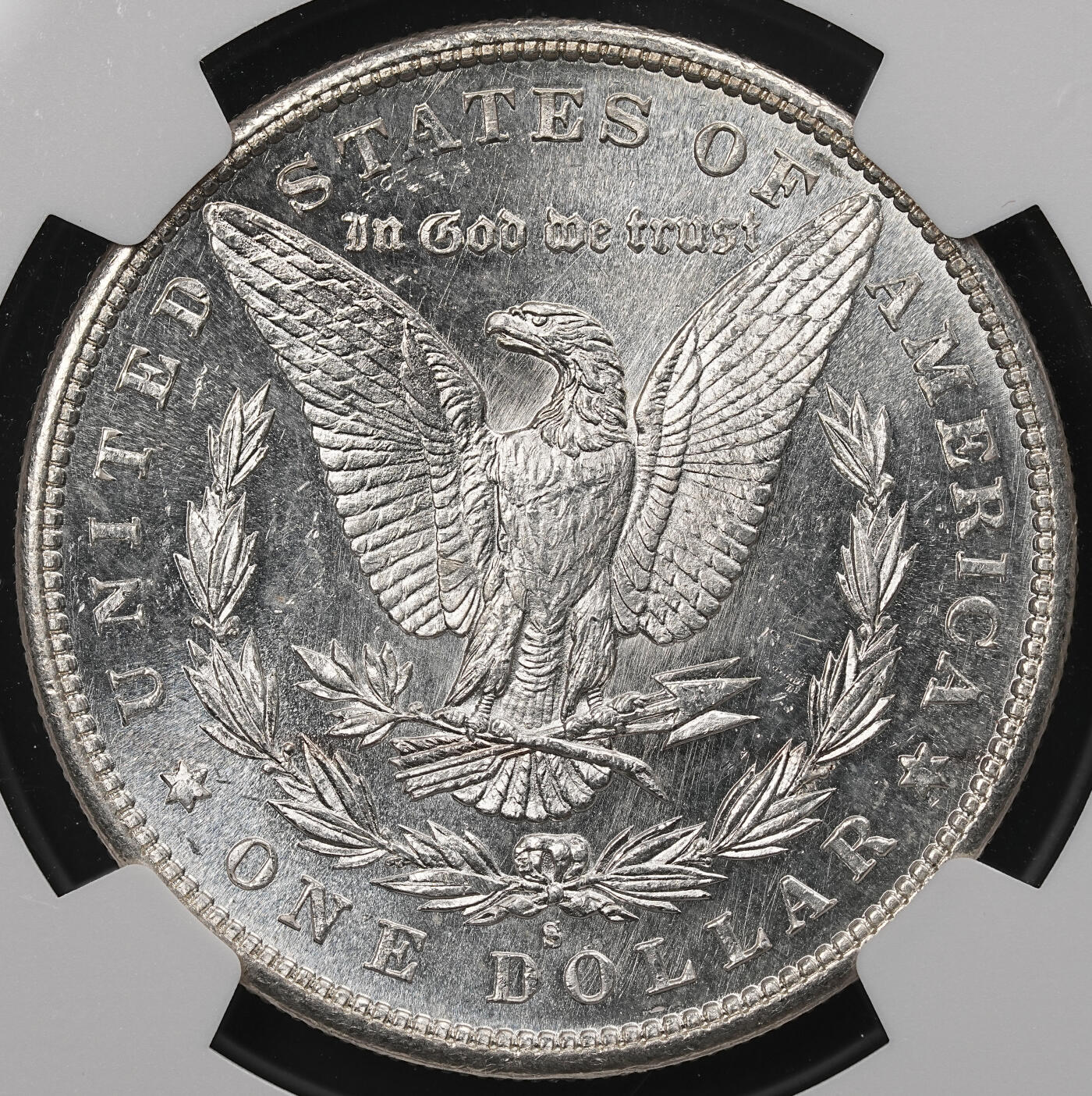 修遠堂世界钱币第109期 NGC MS63 1881年美国摩根大银币，S厂铭