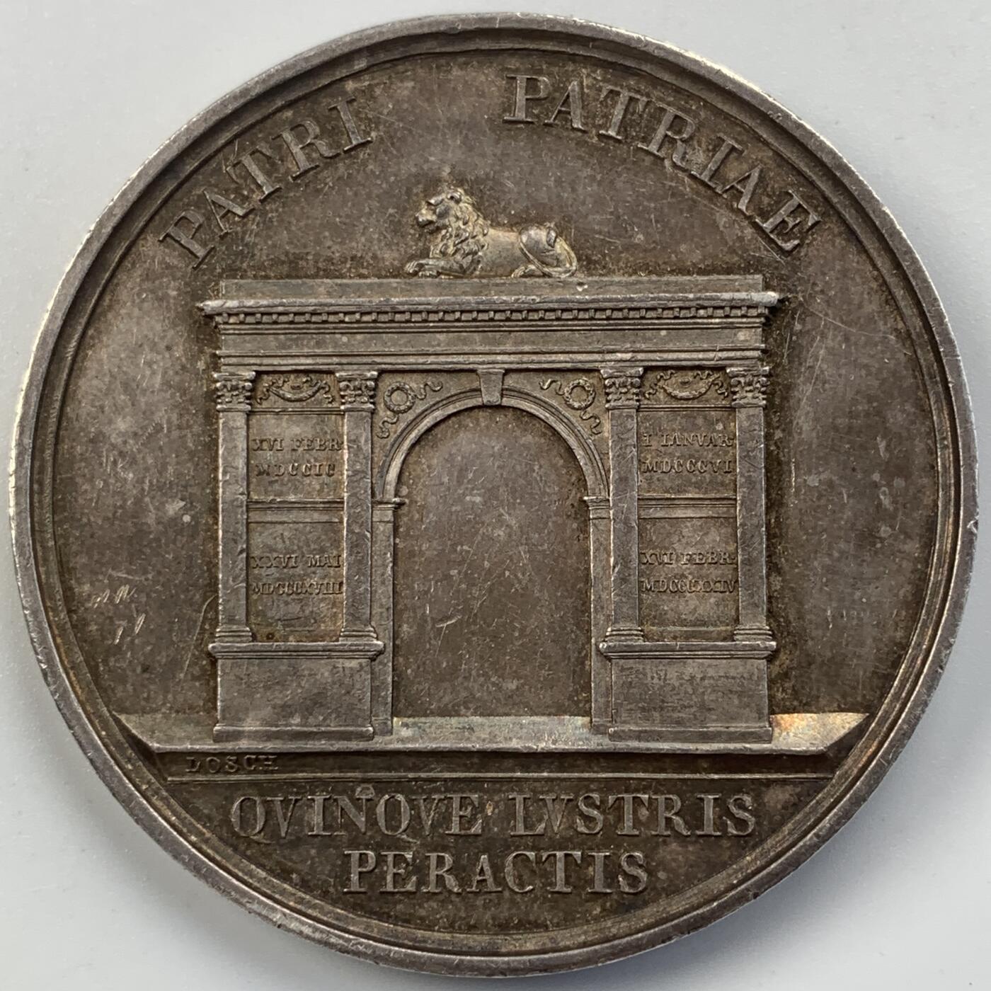 掌中浮雕-藏着的欧洲第056场  1824年巴伐利亚国王马克西米利安一世登基25周年纪念银章，47.5mm，43.8g