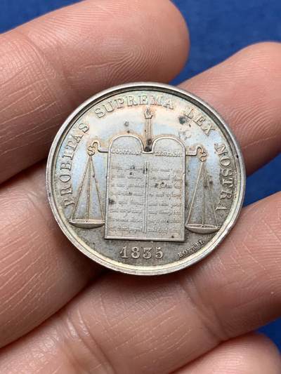 《竞宝斋》第474场 周日，周一 2场连拍 （全场包邮）欢迎送拍 - 法国1835年罗谢尔公证处纪念银章，蜜蜂ARGENT，8.65克，27.4mm