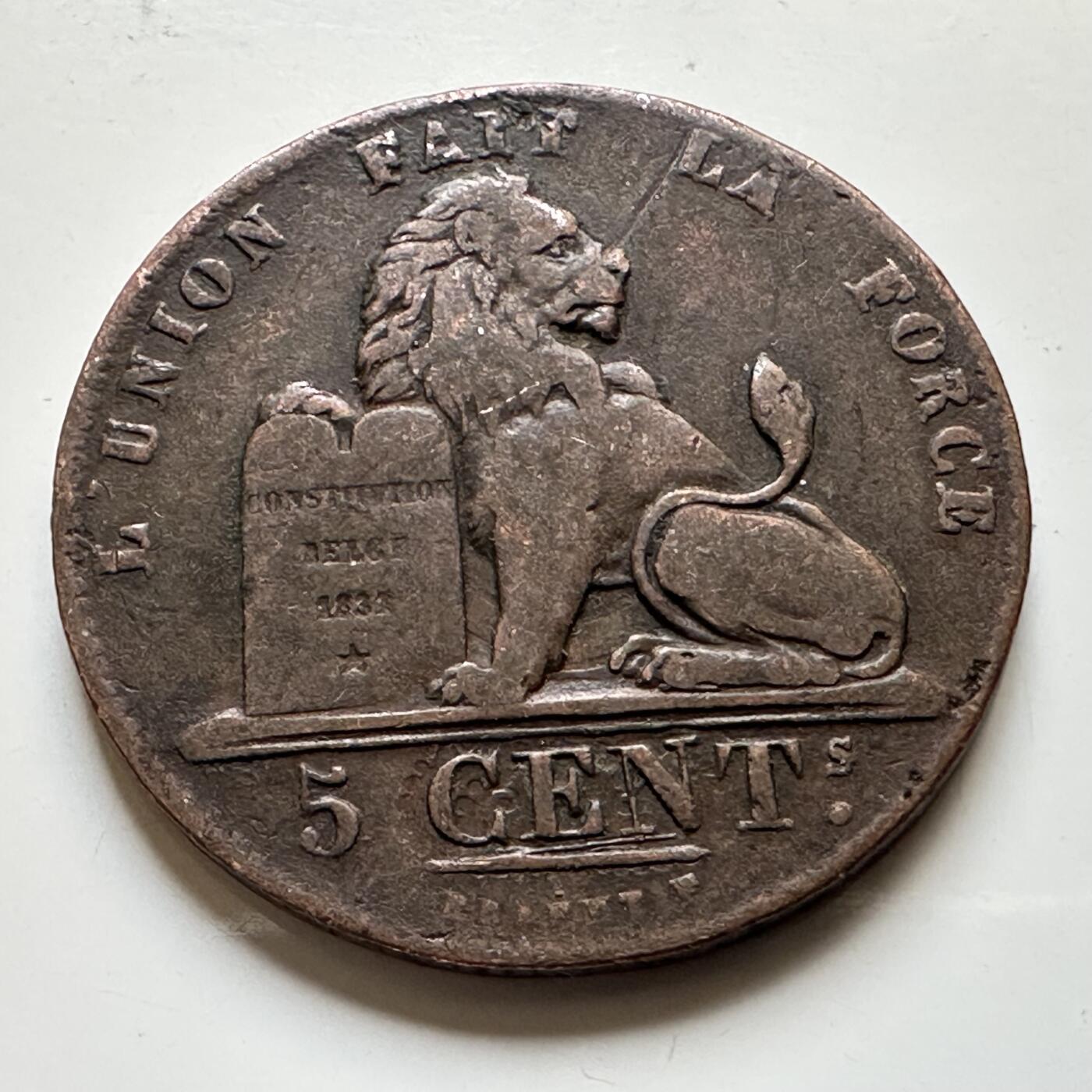 🌹外币初藏🌹🐯2026年第34场   每周二四六晚8️⃣点 接代拍 比利时1837年五分 a