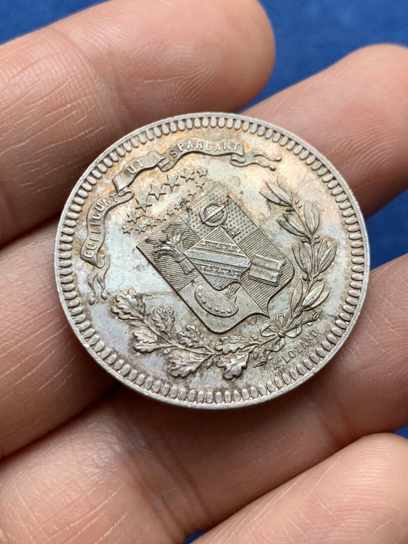 《竞宝斋》第474场 周日，周一 2场连拍 （全场包邮）欢迎送拍 法国奥布省学术协会纪念银章 11.4克 31.6mm 蜜蜂银标