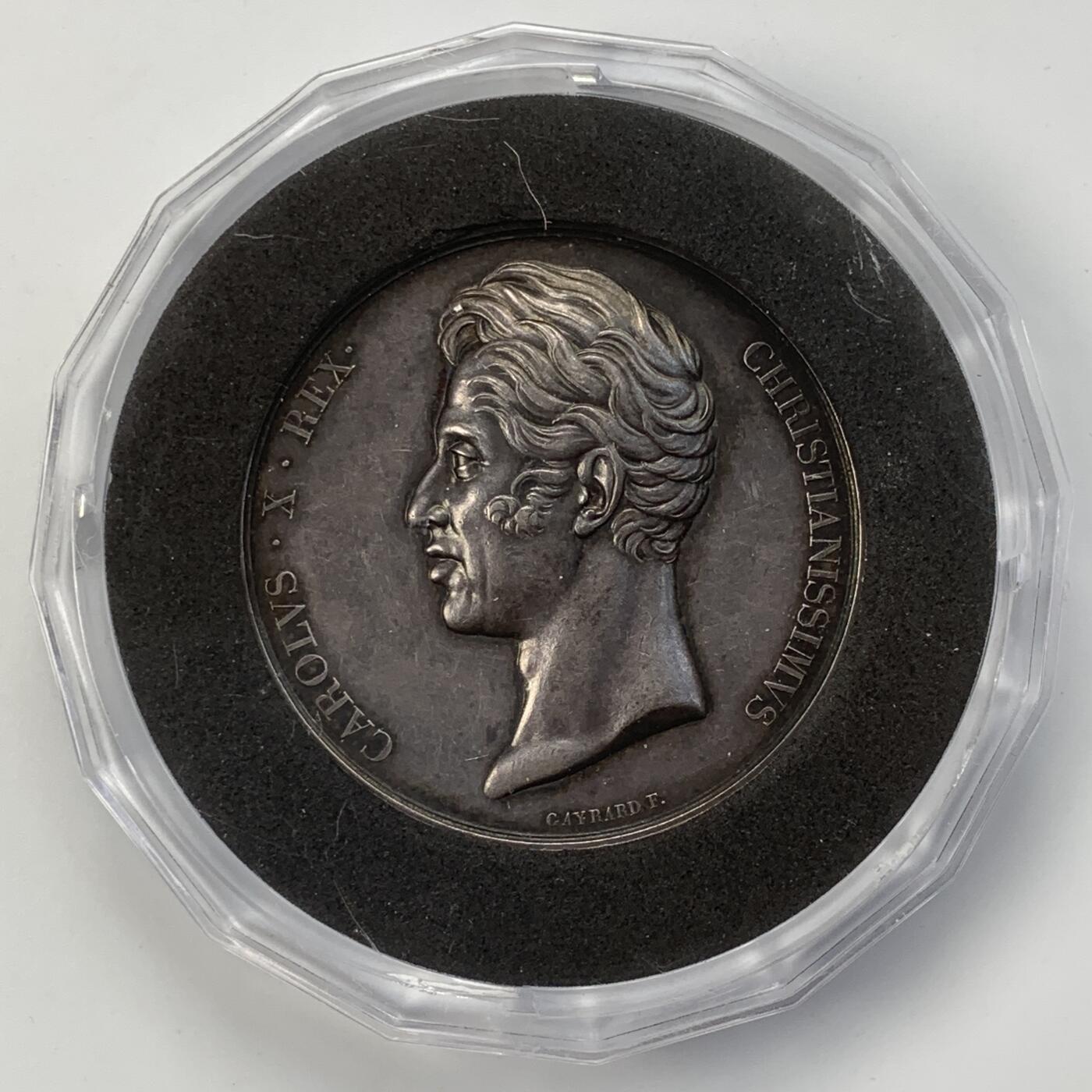 掌中浮雕-藏着的欧洲第056场 1825年法国查理十世加冕纪念银章，50.6mm, 68.2g