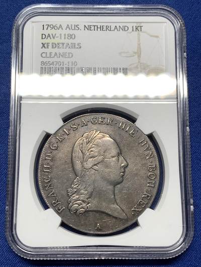《竞宝斋》第474场 周日，周一 2场连拍 （全场包邮）欢迎送拍 - NGC XFD 奥属尼德兰1796年弗朗茨二世1KT大银币