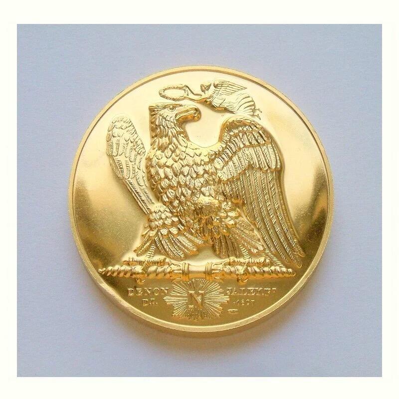 【艺术】法国艺术大章纪念1797年 拿破仑征服意大利+雄鹰高浮雕精制大镀金章 40MM