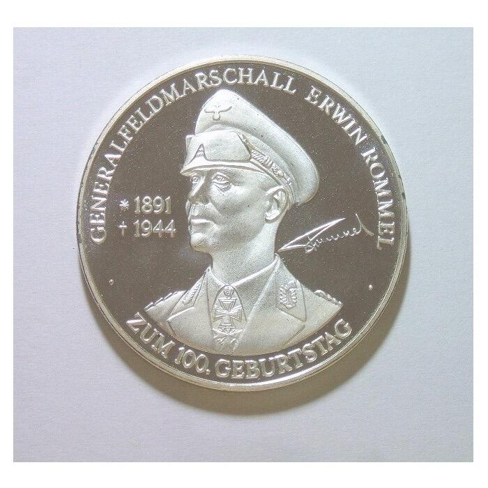 德国沙漠之狐隆美尔 半履带装甲车金字塔高浮雕精制镀银章 40MM