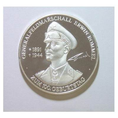 德国沙漠之狐隆美尔 半履带装甲车金字塔高浮雕精制镀银章 40MM - 德国沙漠之狐隆美尔 半履带装甲车金字塔高浮雕精制镀银章 40MM