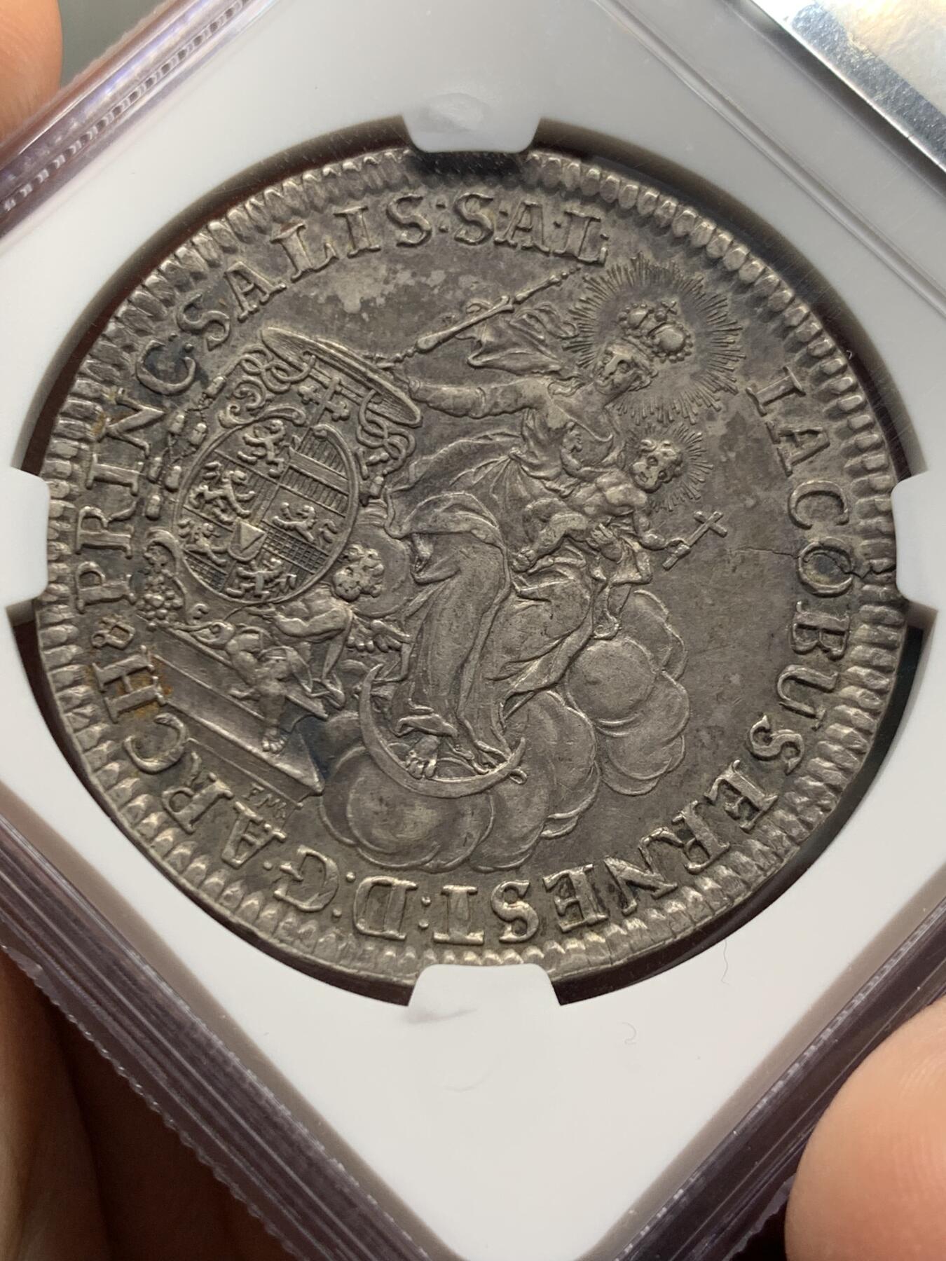 《竞宝斋》第474场 周日，周一 2场连拍 （全场包邮）欢迎送拍 冠军分 NGC MS62 萨尔茨堡大主教区 1745年 泰勒大银币 独年发行 2023HA 同城成交3.1W 主教区泰勒不可或缺的品种