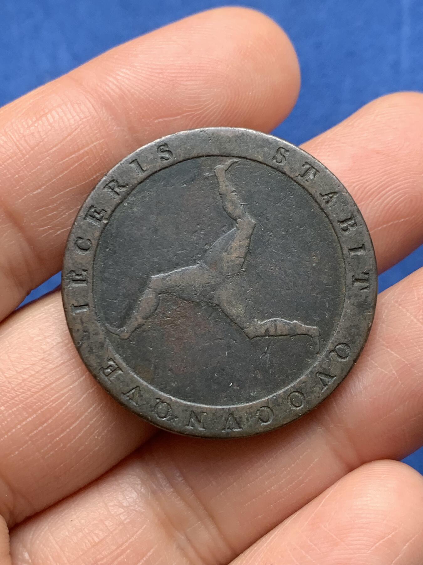 《竞宝斋》第474场 周日，周一 2场连拍 （全场包邮）欢迎送拍 英属马恩岛1798年乔治三世半便士铜币