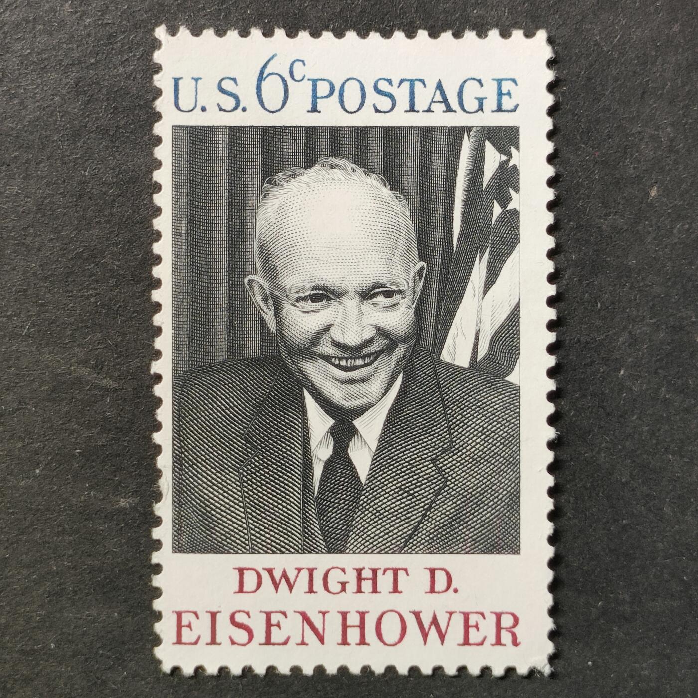 ↓君缘收藏769期☞钱币邮品↓无佣金、可寄存、满30元包邮  美国邮票，1969年美国第34任总统艾森豪威尔邮票雕刻版1全
