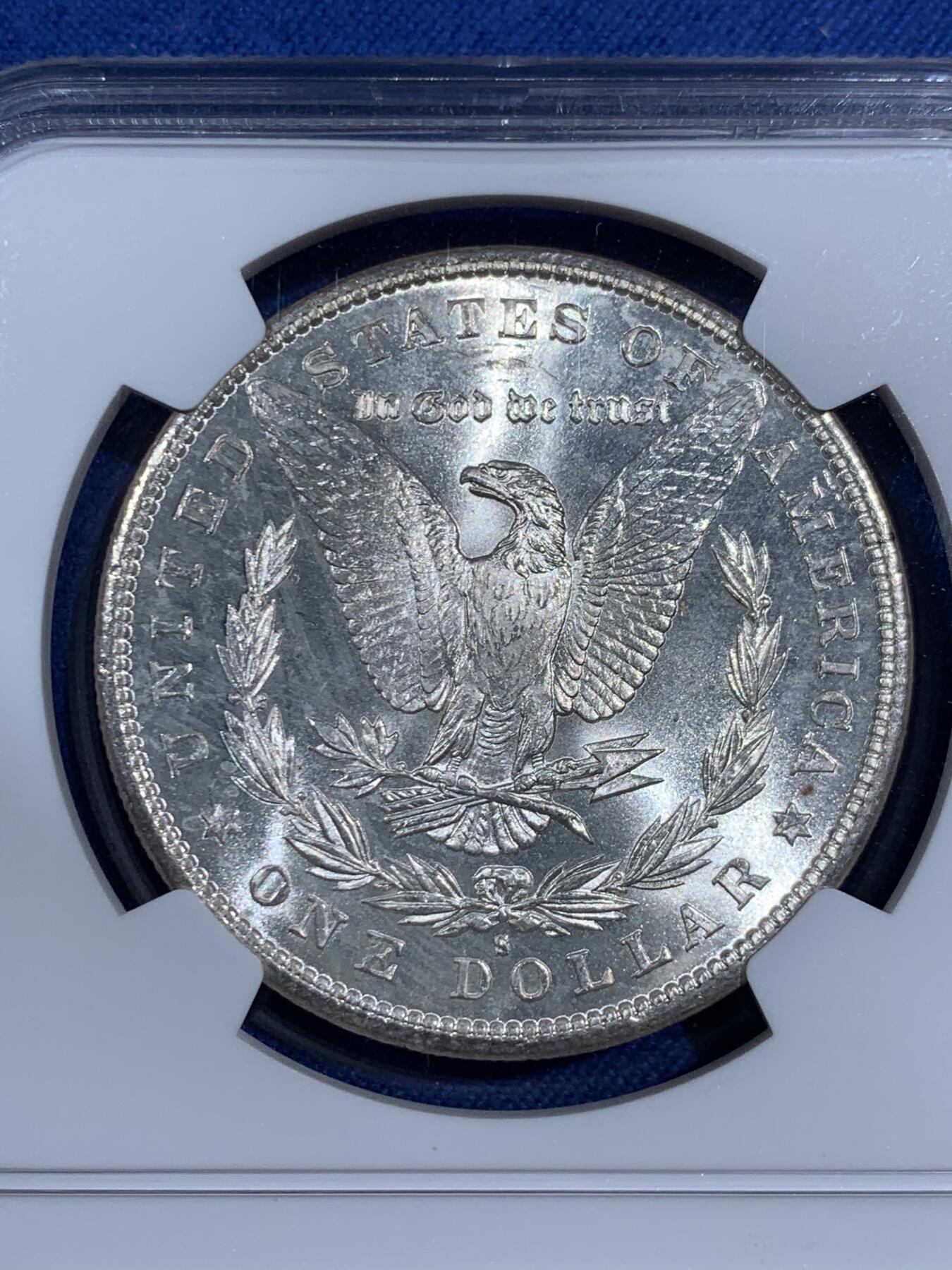 《竞宝斋》第474场 周日，周一 2场连拍 （全场包邮）欢迎送拍 NGC MS62 美国1881年摩根1美元银币