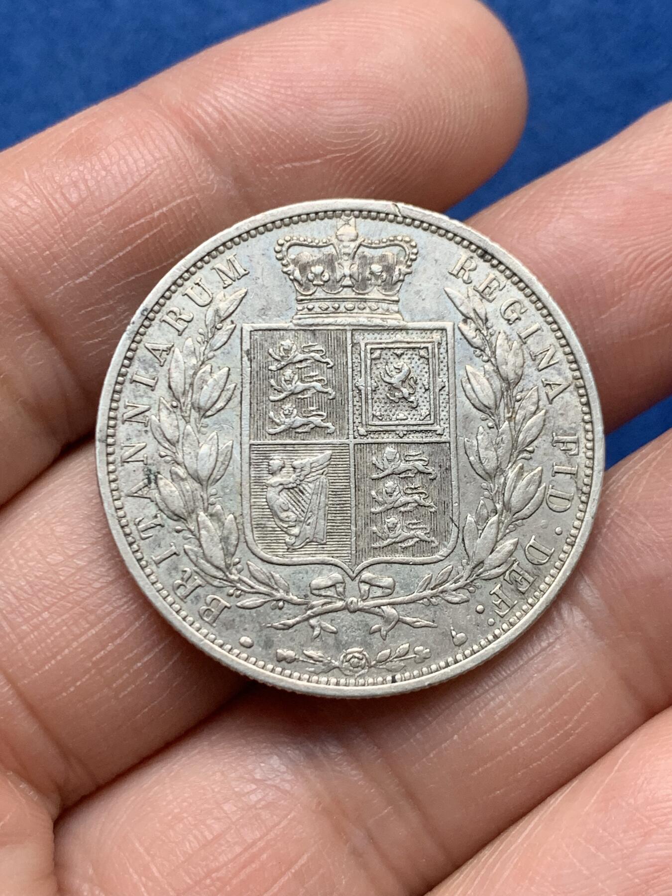 《竞宝斋》第474场 周日，周一 2场连拍 （全场包邮）欢迎送拍 英国 1881年 维多利亚 半克朗银币