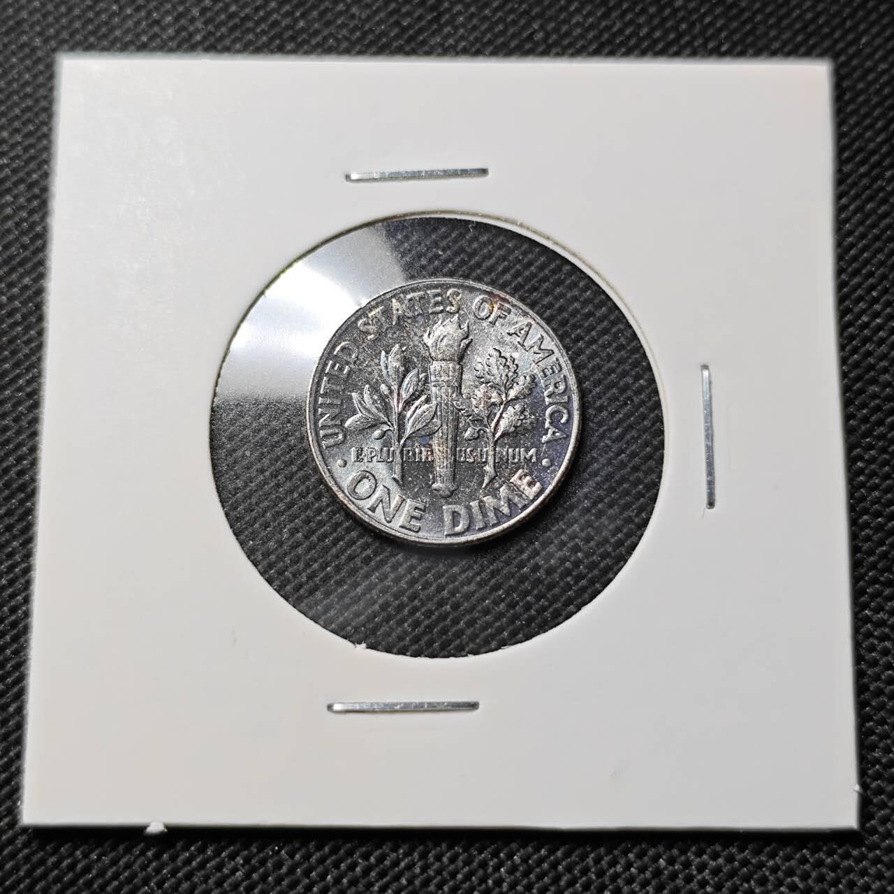 KK钱币收藏小铺   套币专场 2月预留时间 周末发货  1960美国10分银币 带黑彩漂亮 好品