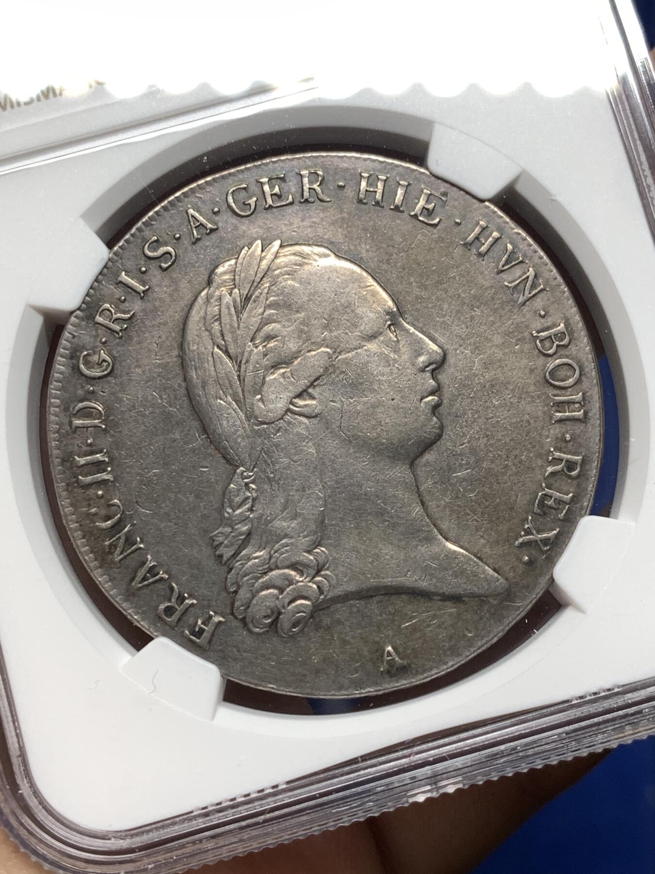 《竞宝斋》第474场 周日，周一 2场连拍 （全场包邮）欢迎送拍 NGC XFD 奥属尼德兰1796年弗朗茨二世1KT大银币