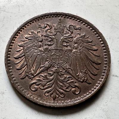 🌹外币初藏🌹🐯2026年第34场   每周二四六晚8️⃣点 接代拍 - 奥匈帝国 1896年 弗朗茨·约瑟夫一世 1赫勒铜币 双头鹰版 23毫米