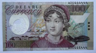 2026第5场（总第232期）：精品测试钞、外钞综合场 - 版三/双豹子号666444 德纳罗DLR “简奥斯汀”横竖三号码塑料测试钞UNC