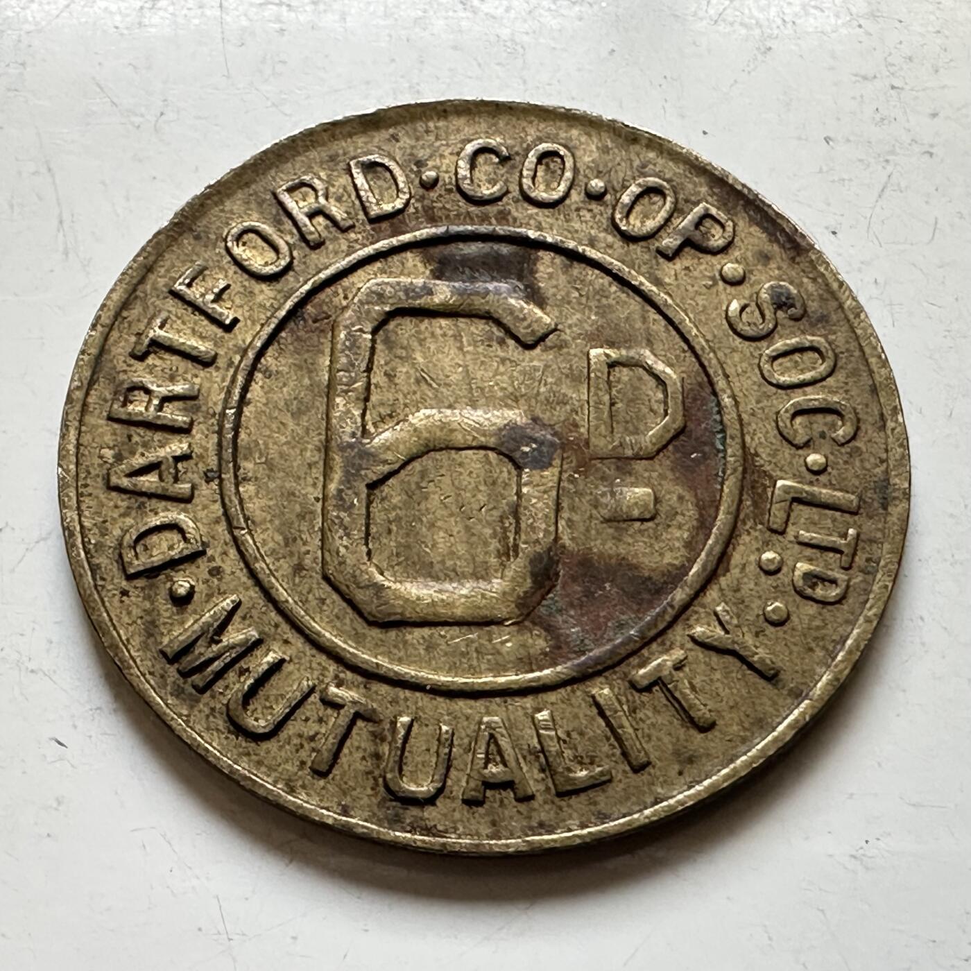 🌹外币初藏🌹🐯2026年第34场   每周二四六晚8️⃣点 接代拍 英国 约1920-1960年 达特福德合作社 6便士  Token  26毫米