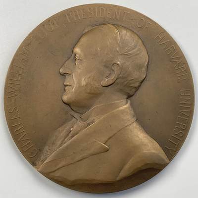 掌中浮雕-藏着的欧洲第056场 - 1907年哈佛大学校长查尔斯·威廉·埃利奥特纪念铜章，81mm，原盒