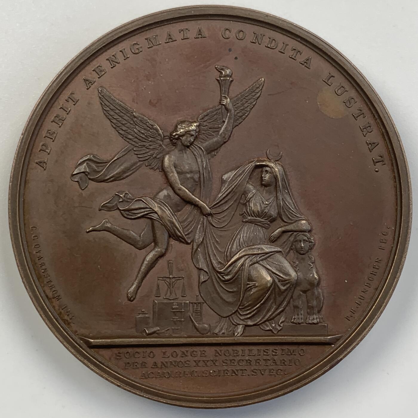 掌中浮雕-藏着的欧洲第056场 1848年瑞典现代化学之父雅各布斯·贝泽利乌斯高浮雕大铜章， 57mm 