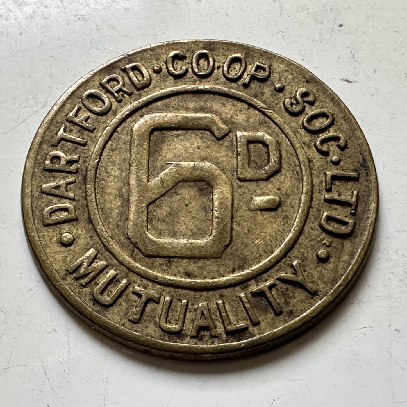 🌹外币初藏🌹🐯2026年第34场   每周二四六晚8️⃣点 接代拍 英国 约1920-1960年 达特福德合作社 6便士  Token  26毫米