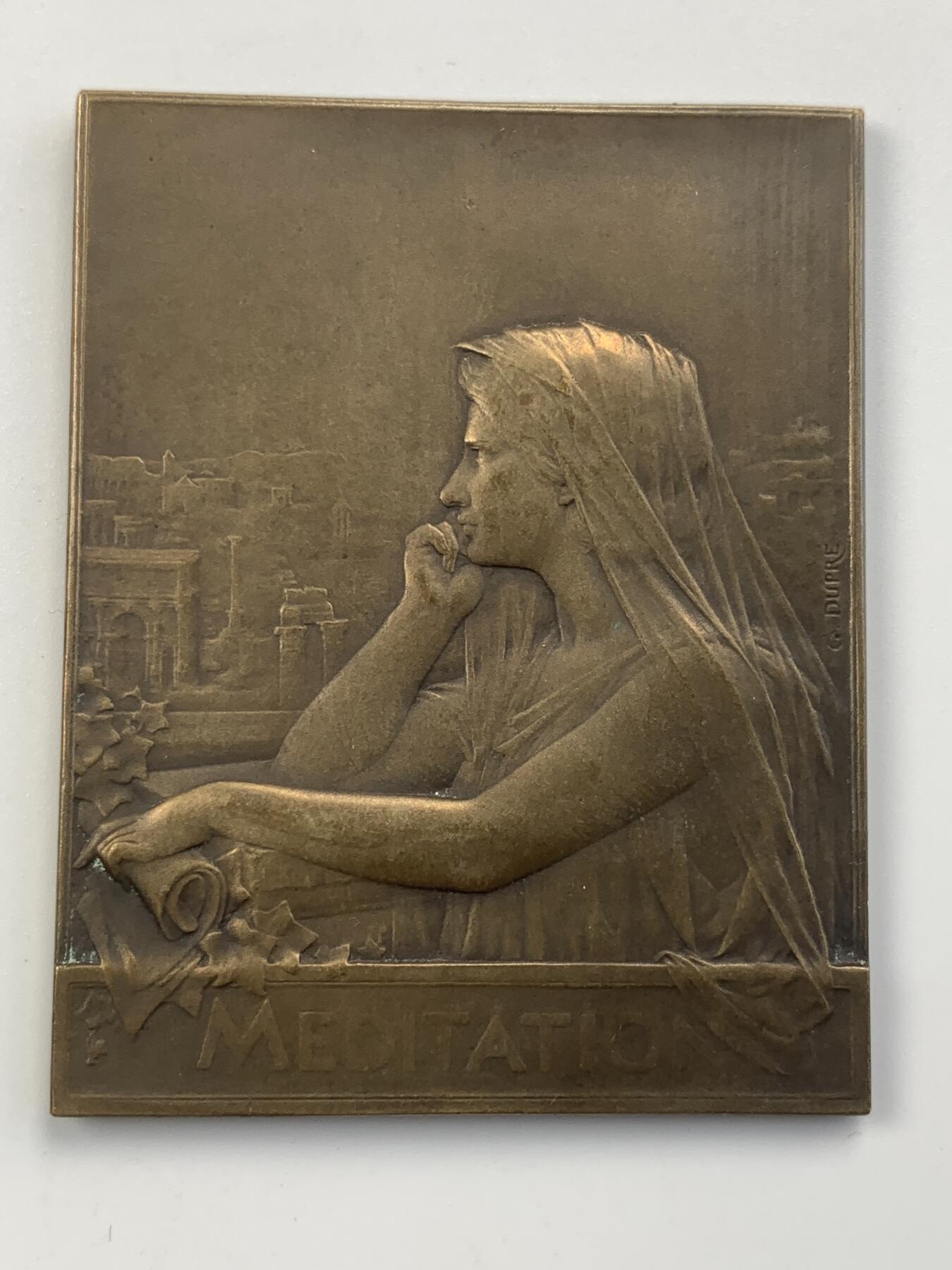 掌中浮雕-藏着的欧洲第056场 法国《冥想》大铜章，49.3*62.3mm，Georges Dupré乔治·杜普雷 (1869–1909)作品，原盒