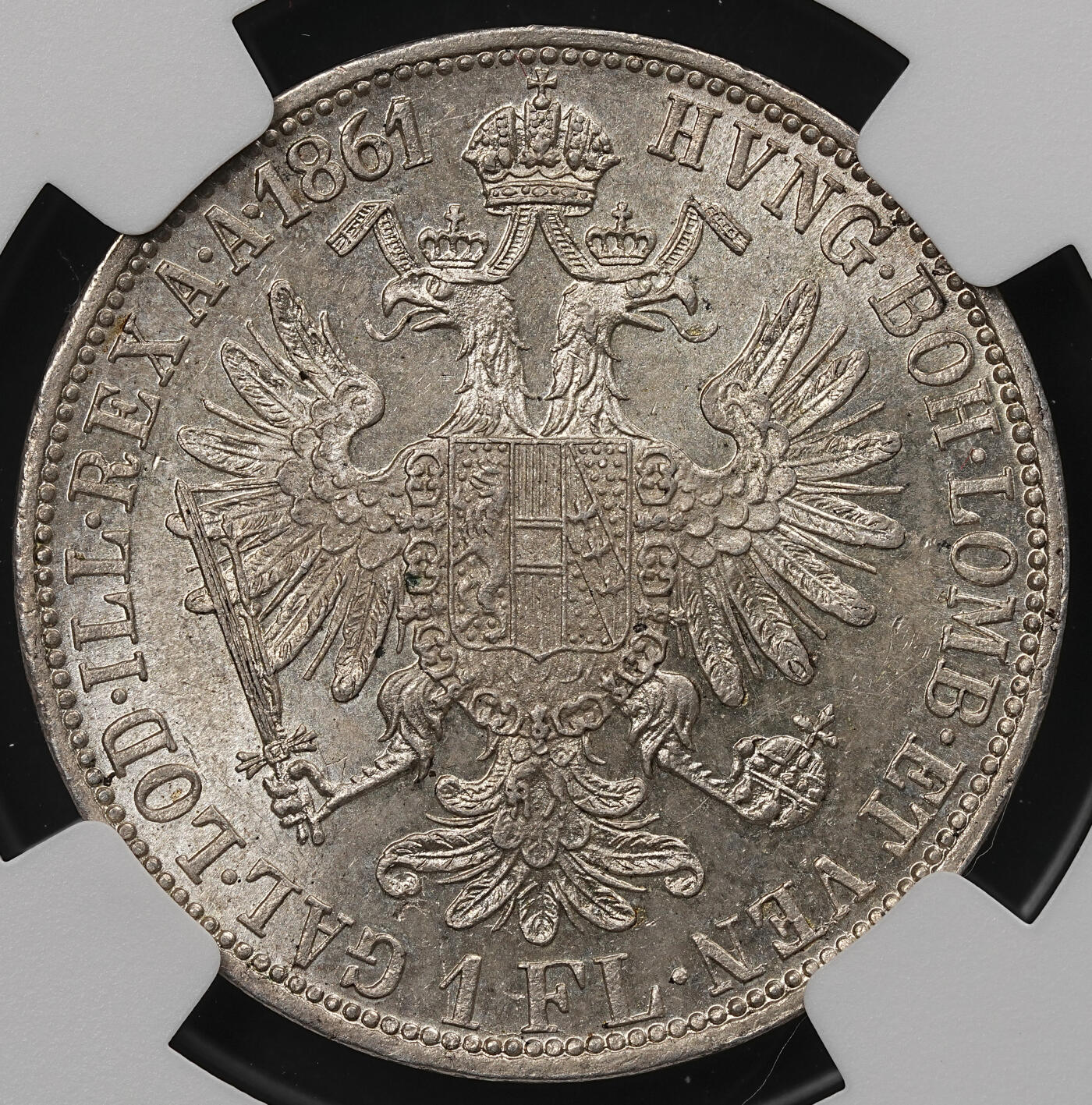 修遠堂世界钱币第109期 NGC MS64 1861年奥匈帝国-奥地利1弗罗林银币